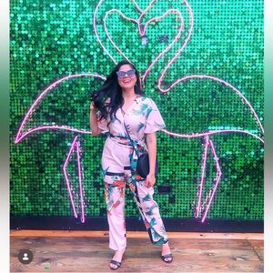 Charlotte Russe Tropical Print Jumpsuit